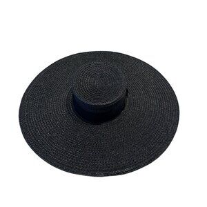 NWT Eric Javits Bey Black Flat Brimmed Hat Women's One Size OS